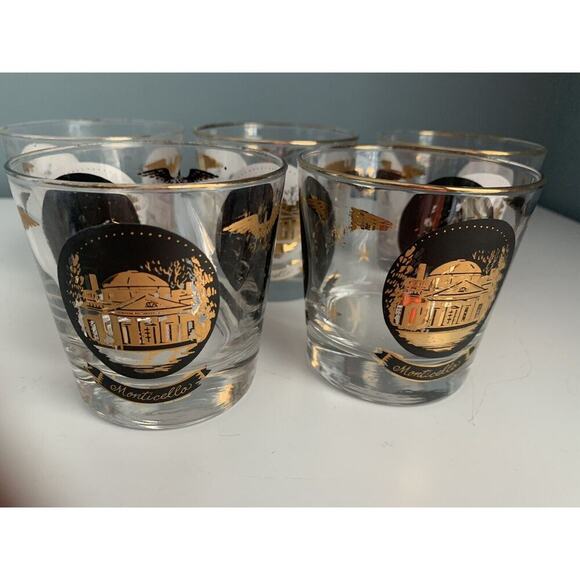 Vintage Libbey Americana Rocks Glass Paul Revere Old Ironsides Monticello 24K - Picture 10 of 16